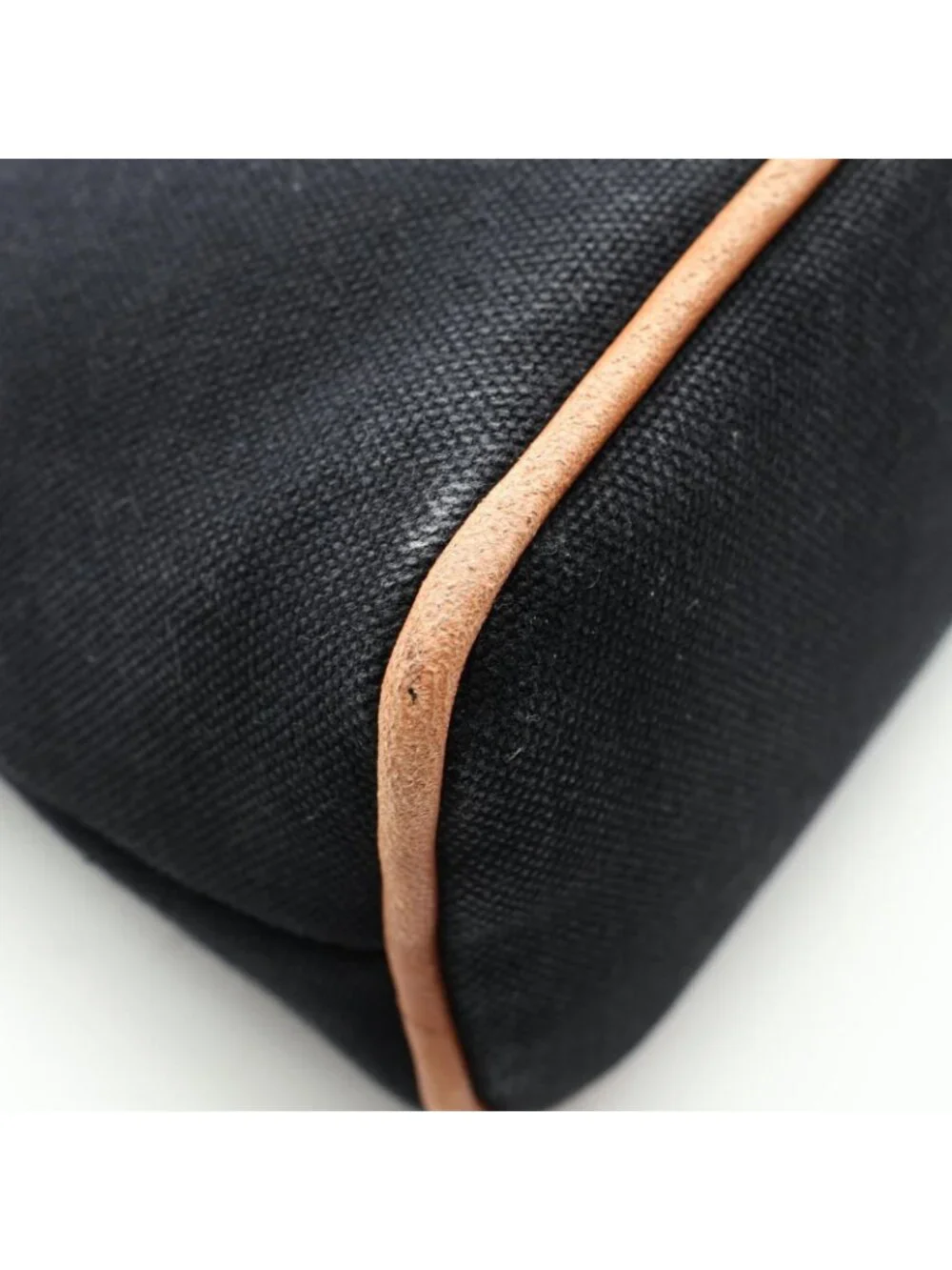 Hermes Pouch Bolide MM Black Canvas Leather